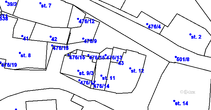 Parcela st. 476/13 v KÚ Bořice u Domažlic, Katastrální mapa