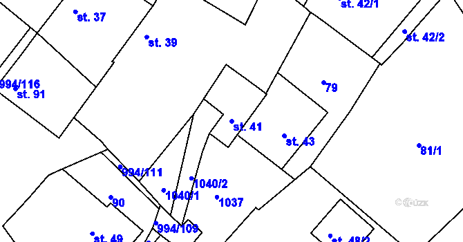 Parcela st. 41 v KÚ Bořice u Hrochova Týnce, Katastrální mapa