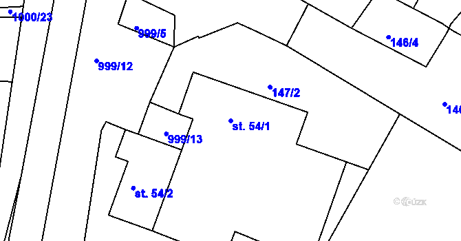 Parcela st. 54/1 v KÚ Bořice u Hrochova Týnce, Katastrální mapa