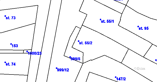 Parcela st. 55/2 v KÚ Bořice u Hrochova Týnce, Katastrální mapa