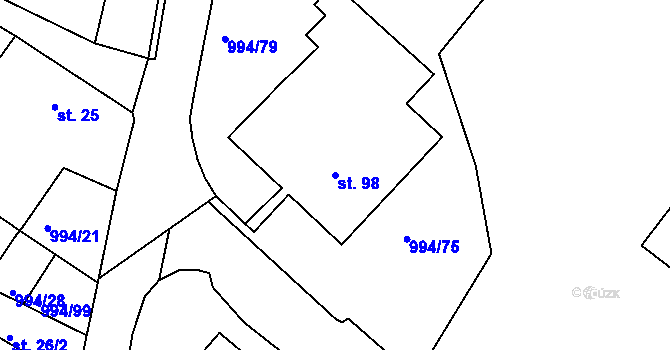 Parcela st. 98 v KÚ Bořice u Hrochova Týnce, Katastrální mapa