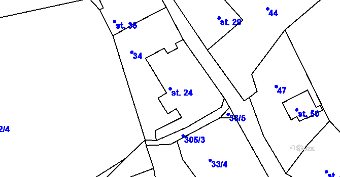 Parcela st. 24 v KÚ Bernartice u Boříkov, Katastrální mapa