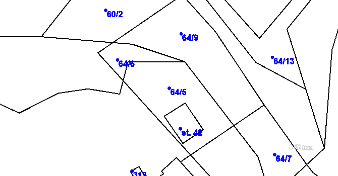 Parcela st. 64/5 v KÚ Bernartice u Boříkov, Katastrální mapa