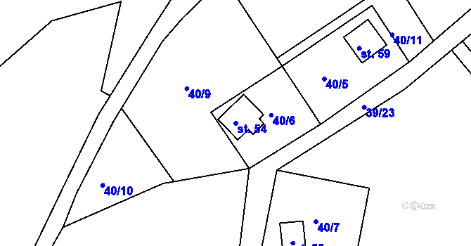 Parcela st. 54 v KÚ Boříkovy, Katastrální mapa