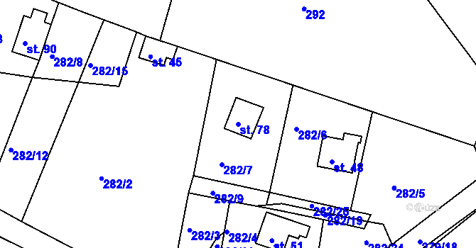 Parcela st. 78 v KÚ Boříkovy, Katastrální mapa