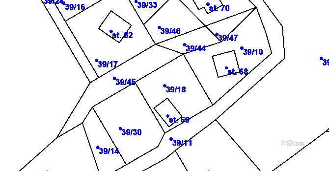 Parcela st. 39/18 v KÚ Boříkovy, Katastrální mapa