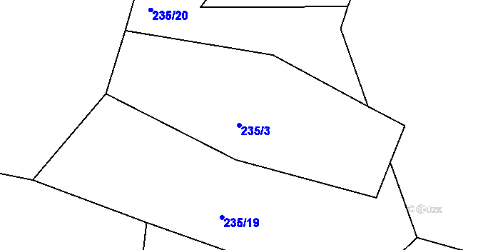 Parcela st. 235/3 v KÚ Boříkovy, Katastrální mapa