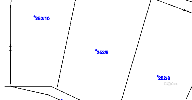 Parcela st. 252/9 v KÚ Boříkovy, Katastrální mapa