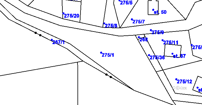 Parcela st. 275/1 v KÚ Boříkovy, Katastrální mapa