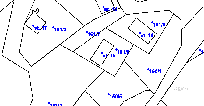 Parcela st. 15 v KÚ Hradiště u Boříkov, Katastrální mapa