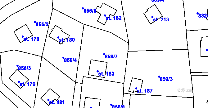 Parcela st. 859/7 v KÚ Bořislav, Katastrální mapa