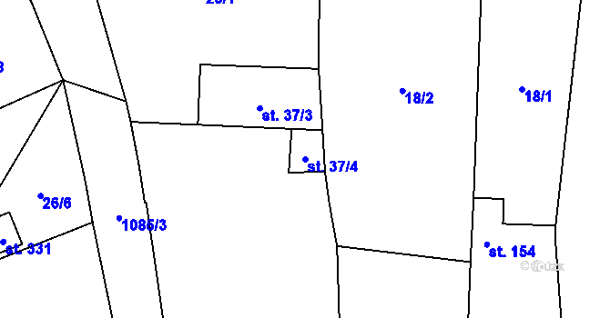 Parcela st. 37/4 v KÚ Bořislav, Katastrální mapa