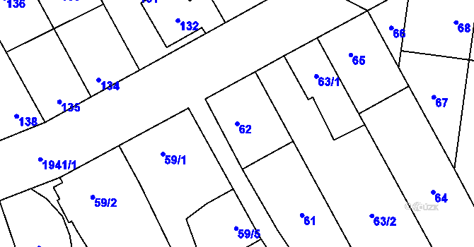 Parcela st. 62 v KÚ Bořitov, Katastrální mapa