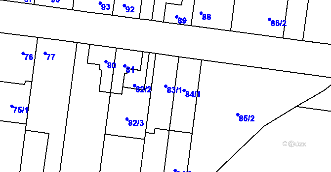Parcela st. 83/1 v KÚ Bořitov, Katastrální mapa