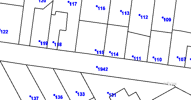 Parcela st. 115 v KÚ Bořitov, Katastrální mapa