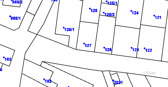Parcela st. 127 v KÚ Bořitov, Katastrální mapa