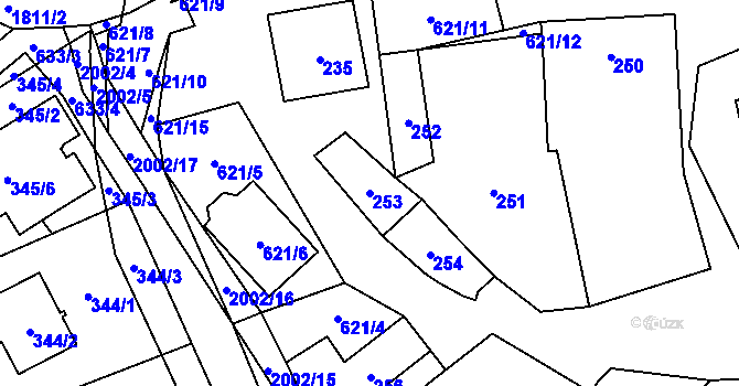 Parcela st. 253 v KÚ Bořitov, Katastrální mapa