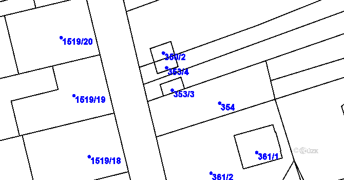 Parcela st. 353/3 v KÚ Bořitov, Katastrální mapa