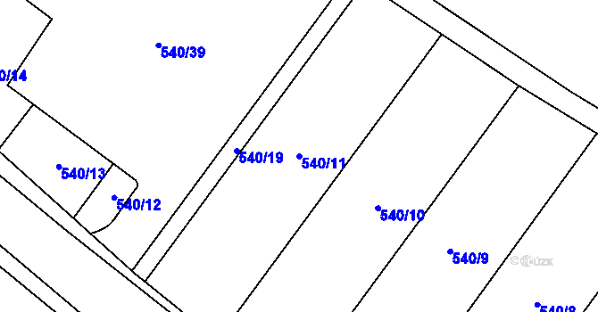 Parcela st. 540/11 v KÚ Bořitov, Katastrální mapa