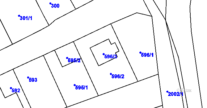 Parcela st. 596/3 v KÚ Bořitov, Katastrální mapa