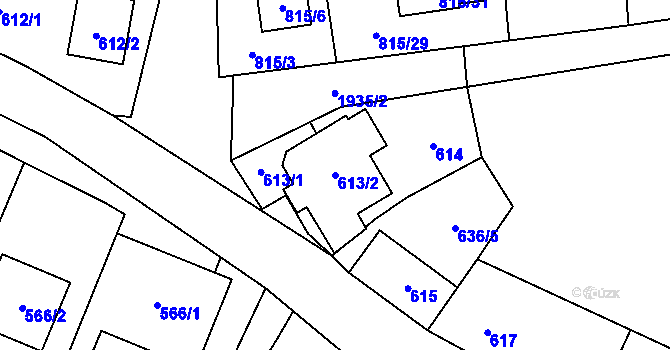 Parcela st. 613/2 v KÚ Bořitov, Katastrální mapa