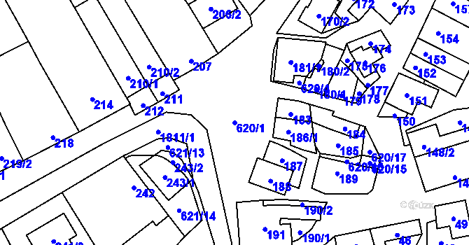 Parcela st. 620/1 v KÚ Bořitov, Katastrální mapa