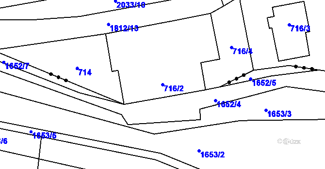 Parcela st. 716/2 v KÚ Bořitov, Katastrální mapa