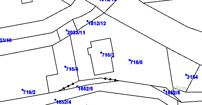 Parcela st. 716/3 v KÚ Bořitov, Katastrální mapa