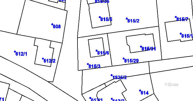 Parcela st. 815/6 v KÚ Bořitov, Katastrální mapa