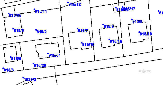 Parcela st. 815/10 v KÚ Bořitov, Katastrální mapa