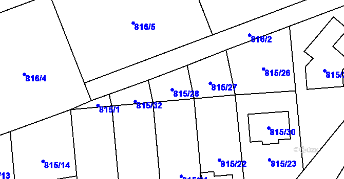 Parcela st. 815/28 v KÚ Bořitov, Katastrální mapa