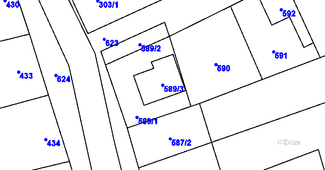 Parcela st. 589/3 v KÚ Bořitov, Katastrální mapa