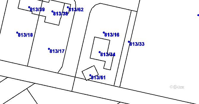 Parcela st. 813/34 v KÚ Bořitov, Katastrální mapa