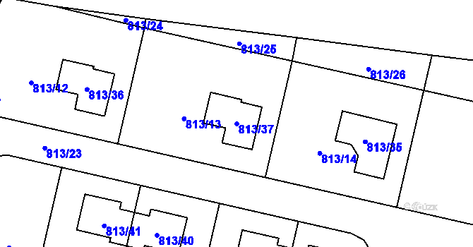 Parcela st. 813/37 v KÚ Bořitov, Katastrální mapa