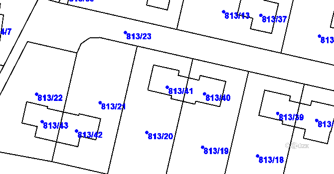 Parcela st. 813/41 v KÚ Bořitov, Katastrální mapa