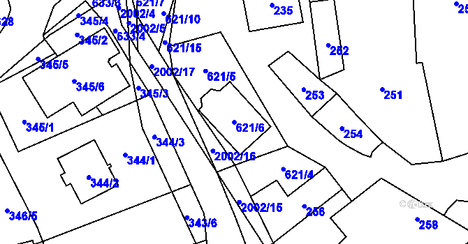 Parcela st. 621/6 v KÚ Bořitov, Katastrální mapa