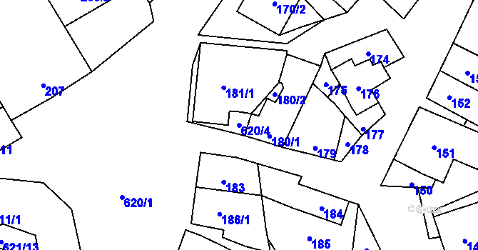 Parcela st. 620/4 v KÚ Bořitov, Katastrální mapa