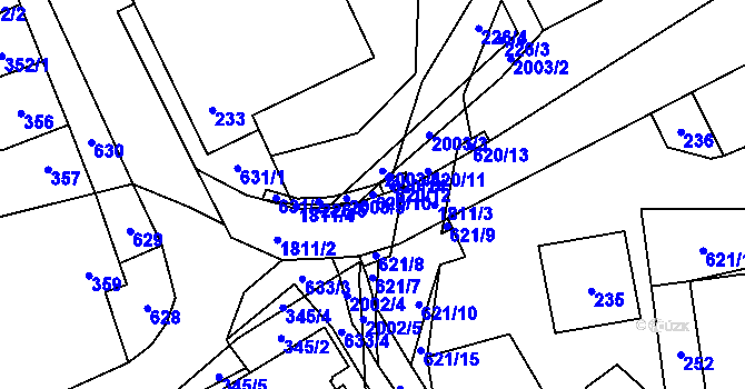 Parcela st. 620/10 v KÚ Bořitov, Katastrální mapa