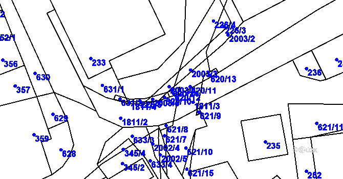 Parcela st. 620/14 v KÚ Bořitov, Katastrální mapa