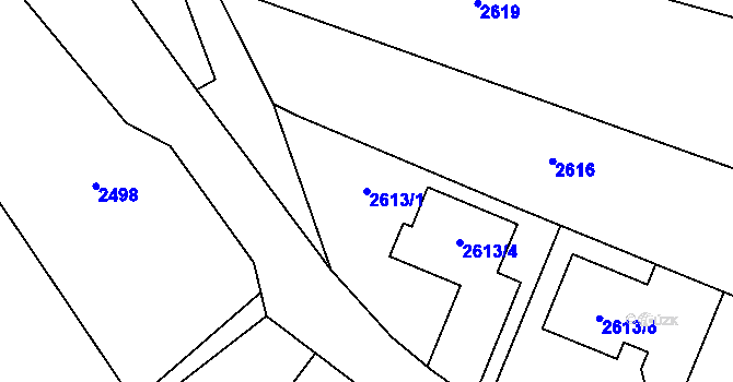 Parcela st. 2613/1 v KÚ Bořitov, Katastrální mapa