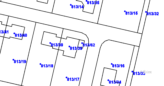 Parcela st. 813/62 v KÚ Bořitov, Katastrální mapa