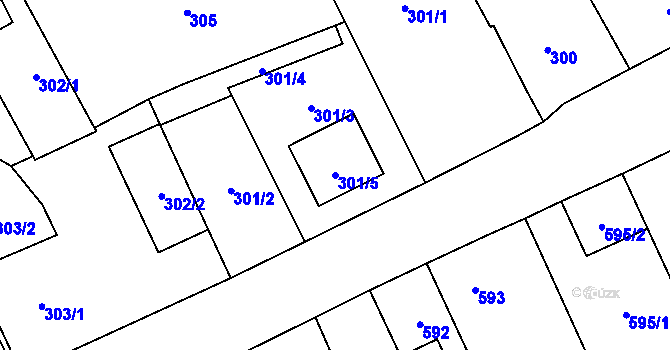 Parcela st. 301/5 v KÚ Bořitov, Katastrální mapa