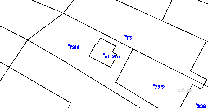 Parcela st. 257 v KÚ Boseň, Katastrální mapa