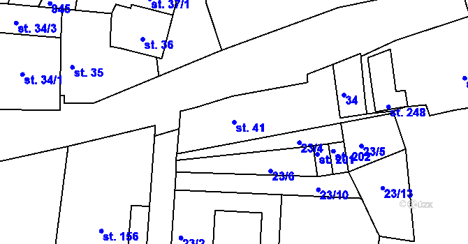 Parcela st. 41 v KÚ Boseň, Katastrální mapa