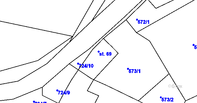 Parcela st. 69 v KÚ Boseň, Katastrální mapa