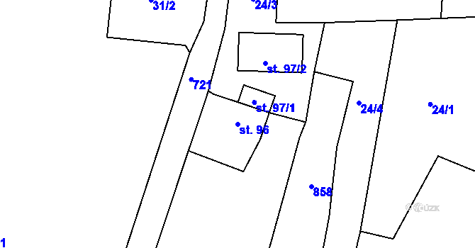 Parcela st. 96 v KÚ Boseň, Katastrální mapa