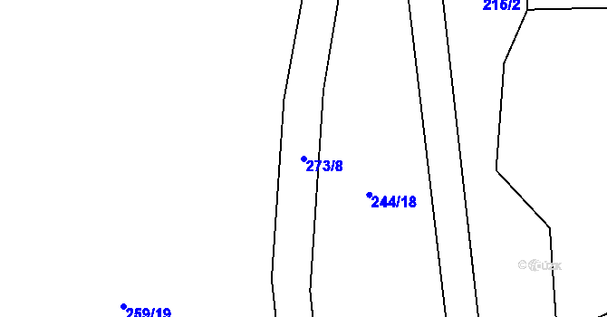 Parcela st. 273/8 v KÚ Boseň, Katastrální mapa