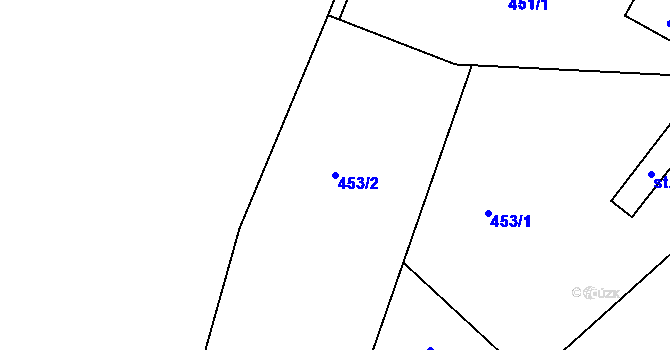 Parcela st. 453/2 v KÚ Boseň, Katastrální mapa