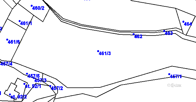 Parcela st. 461/3 v KÚ Boseň, Katastrální mapa