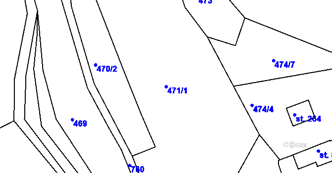 Parcela st. 471/1 v KÚ Boseň, Katastrální mapa
